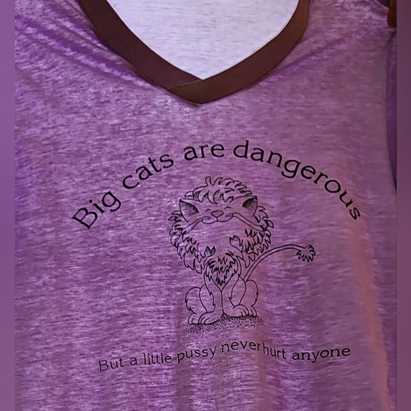 Vintage bodycon purple v-neck funny cat nightgown tunic tshirt soft feel S M - Picture 7 of 14